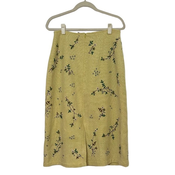 Oilily Yellow Embroidered Vintage Style Wool Blend Midi Skirt Size Medium - Picture 2 of 9